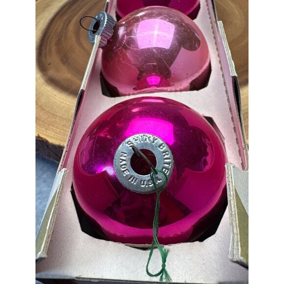 Shiny Brite Vintage Christmas Ornaments Set of 6 Pink Glass Balls 2.5" - Picture 6 of 12